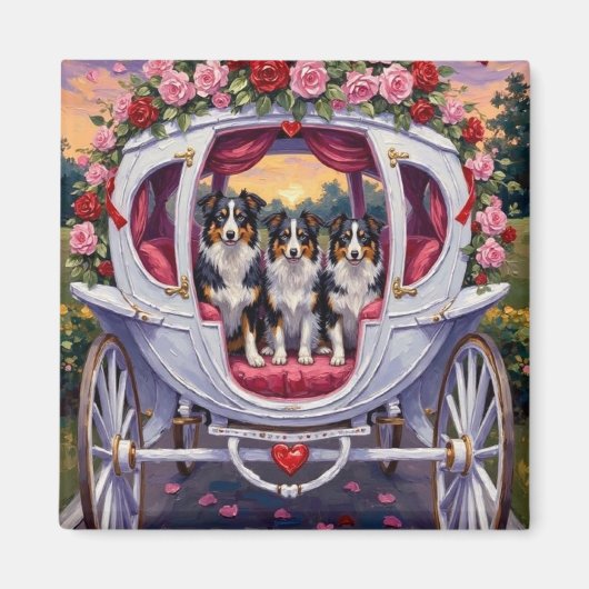 Aimant Border Collie Dog Valentine's Day (Devant)