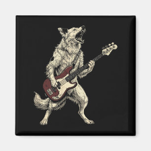 Aimant Border Collie Rock drôle jouant de la guitare Chie