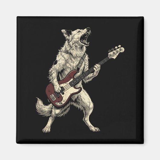 Aimant Border Collie Rock drôle jouant de la guitare Chie (Devant)