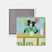Aimant Bordure Collie Bamboo Tiki Bar (Recto/Verso)
