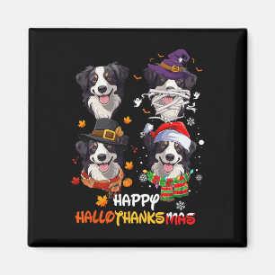 Aimant Bordure Collie Chien Hallothanksmas Halloween Than