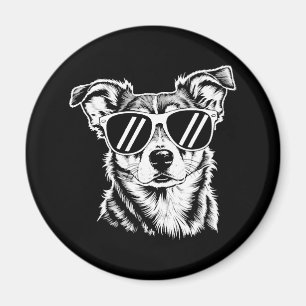 Aimant Bordure Collie Chien Portant des lunettes de solei