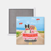 Aimant Bordure Collie Chien Saint Valentin Coeurs de cami (Recto/Verso)