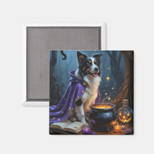 Aimant Bordure Collie Chien Whimsical Halloween Peinture