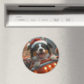 Aimant Bordure Collie Dog Roller Dessous de verre Noël (In Situ (Lave-vaisselle))