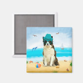 Aimant Bordure Collie Dog sur la plage (Recto/Verso)