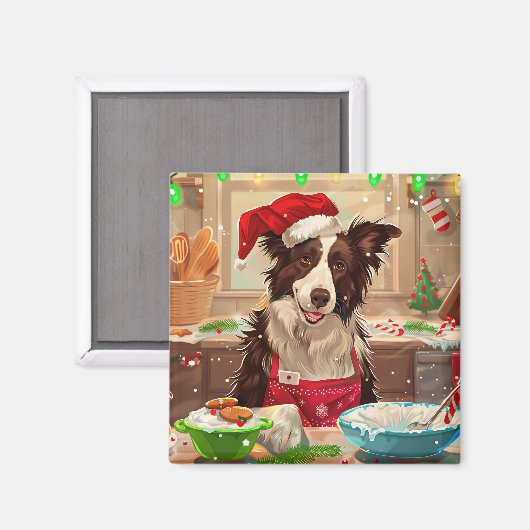 Aimant Bordure Collie Gîtes : Noël festif (Recto/Verso)