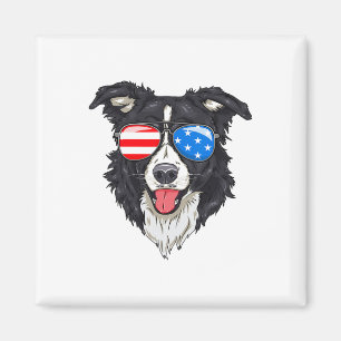 Aimant Bordure Collie Lover Chien patriotique 4 juillet A