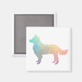 Aimant Bordure Collie Silhouette géométrique Pastel (Recto/Verso)