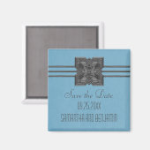 Aimant Bordure de médaillon bleu Enregistrer l'aimant de (Recto/Verso)