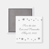 Aimant Bordure d'étoiles d'argent, Enregistrer la date ma (Recto/Verso)