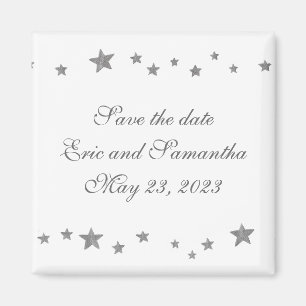 Aimant Bordure d'étoiles d'argent, Enregistrer la date ma