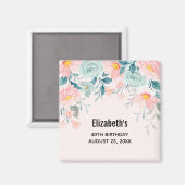 Aimant Bordure florale rose et verte (Recto/Verso)