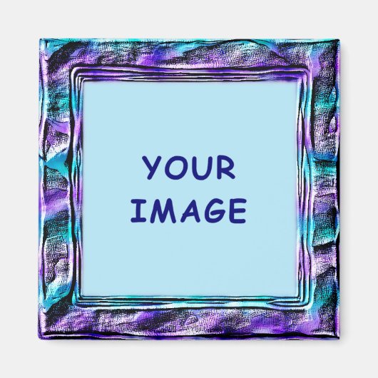 Aimant Bordure moderne Turquoise et violet Faux (Devant)