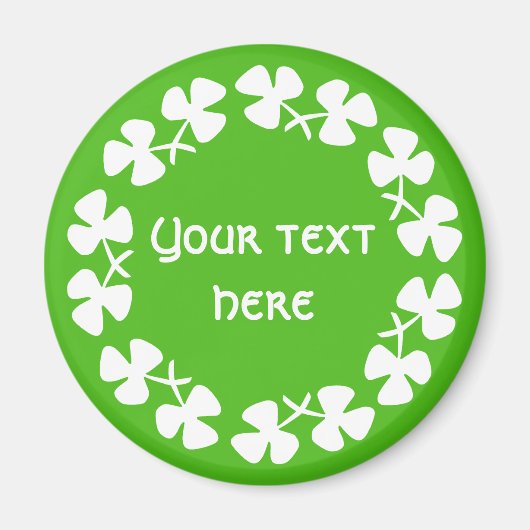 Aimant Bordure Shamrock blanche Ajouter un texte (Devant)