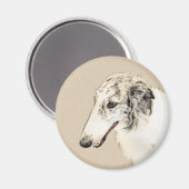 Aimant Borzoi (Argent Brindle) Peinture Chien Art origina (Recto/Verso)