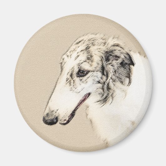 Aimant Borzoi (Argent Brindle) Peinture Chien Art origina (Devant)