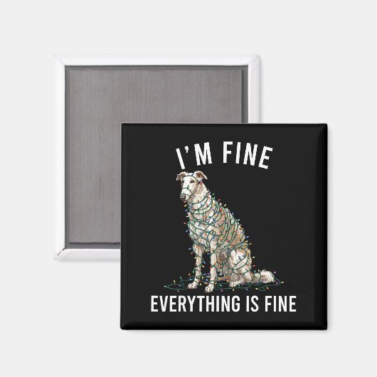 Aimant Borzoi Christmas I'm Fine Everything Is Fine  (Recto/Verso)