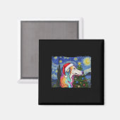 Aimant Borzoi Santa Chapeau Noël Stress Night Chien Art P (Recto/Verso)