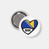 Aimant Bosnie-Herzégovine Code du pays Coeur du drapeau B (Recto/Verso)