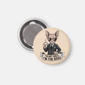 Aimant Boss Sphynx Cat Coffee Illustration (Recto/Verso)