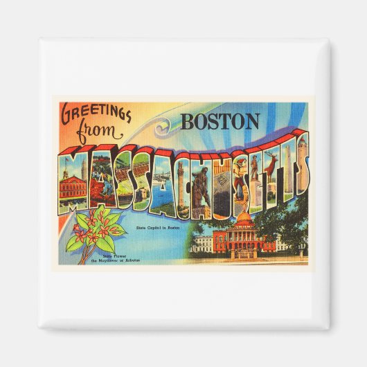 Aimant Boston #2 Massachusetts MA Vintage voyage Souvenir (Devant)