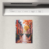 Aimant Boston Automne Aquarelle Beacon Hill (In Situ (Lave-vaisselle))