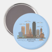 Aimant Boston City Skyline, boston ma skyline (Recto/Verso)