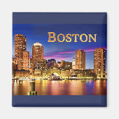 Aimant Boston Harbour at Night text BOSTON (Devant)