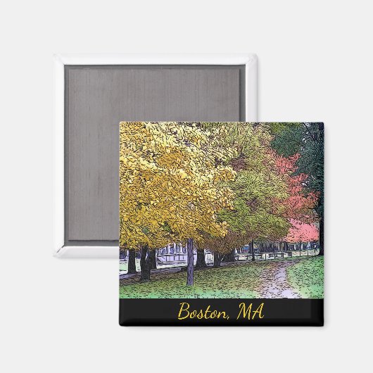 Aimant Boston, Massachusetts Fall Foliage Comic Art (Recto/Verso)