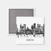 Aimant Boston Massachusetts Skyline (Recto/Verso)