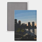 Aimant Boston Seaport Sunset City Skyline Aquarelle (Recto/Verso)