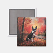 Aimant Boston Terrier à l'automne Leaves automne Inspire (Recto/Verso)