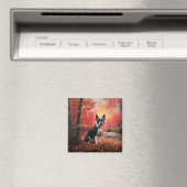 Aimant Boston Terrier à l'automne Leaves automne Inspire (In Situ (Lave-vaisselle))