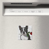 Aimant Boston Terrier avec Rose dans la bouche (In Situ (Lave-vaisselle))