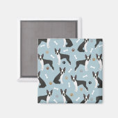 Aimant Boston Terrier Bones and Paws (Recto/Verso)