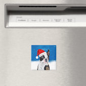 Aimant Boston Terrier Chien dans neige Noël Joyeux vacanc (In Situ (Lave-vaisselle))