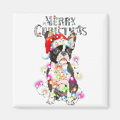Aimant Boston Terrier Christmas Lights Xmas Dog (Devant)