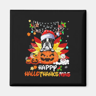 Aimant Boston Terrier Dog Halloween And Merry Christmas