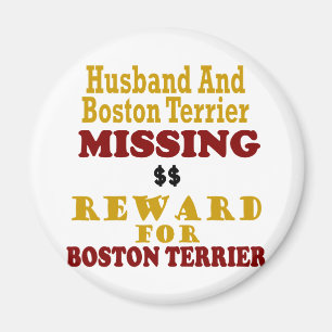 Aimant Boston Terrier et récompense absente de mari pour