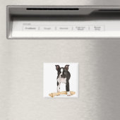Aimant Boston terrier gardant l'os siffleur (In Situ (Lave-vaisselle))