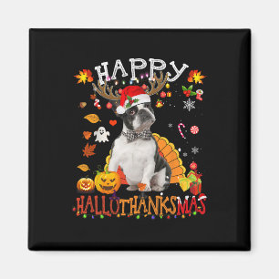 Aimant Boston Terrier Halloween Chien de Noël Happy Hallo