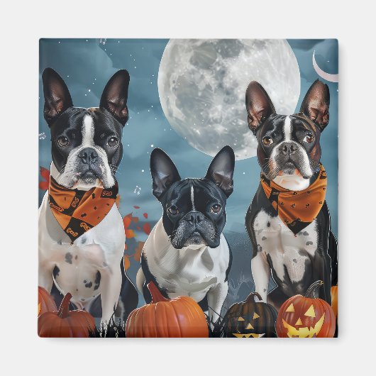 Aimant Boston terrier Halloween Épouvantable (Devant)