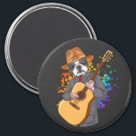 Aimant Boston Terrier Jouer Acoustic Guitar Circle<br><div class="desc">Boston Terrier Jouer Acoustique Guitare Cool Musicien Guitariste Design familial Cadeau Circle Magnet Classic Collection.</div>
