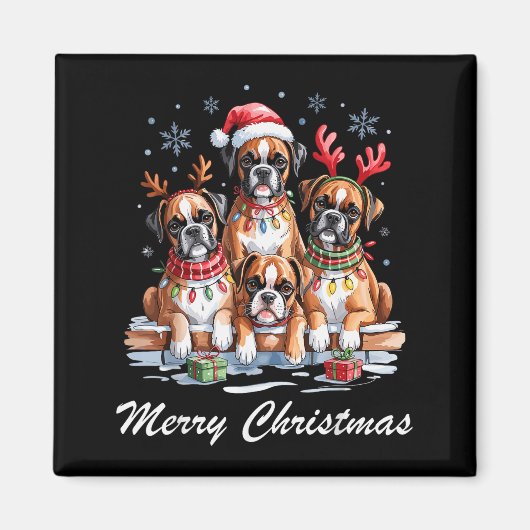 Aimant Boston Terrier Merry Christmas Funny Dog Lovers Ho (Devant)