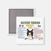 Aimant Boston Terrier Propriété Lois 4 (Recto/Verso)