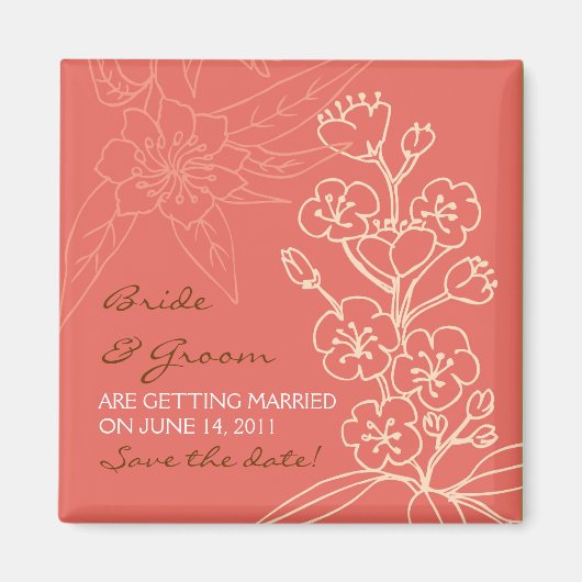 Aimant Botanica (Coral) Mariage Enregistrer la date (Devant)