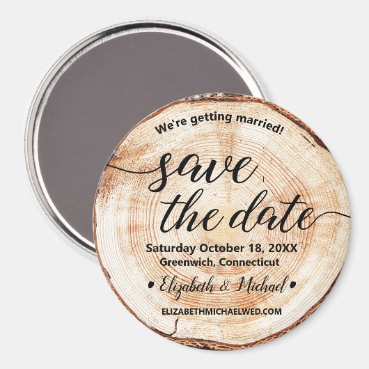 Aimant Botanique Coupe Sauvez la date Rustique Mariage (Recto/Verso)