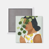 Aimant Botany Portrait - Femme avec verdure (Recto/Verso)