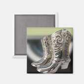 Aimant Bottes de cowboy argentées (Recto/Verso)